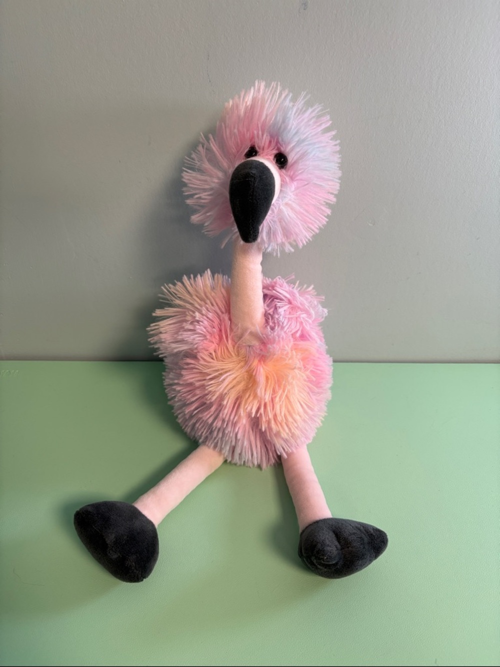 Pink Orange & Blue Flamingo Plush Stuffed Animal, Kids Plush Toy